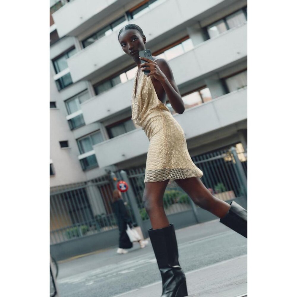 ZARA SPARKLY HALTERNECK DRESS - Picture 3 of 8